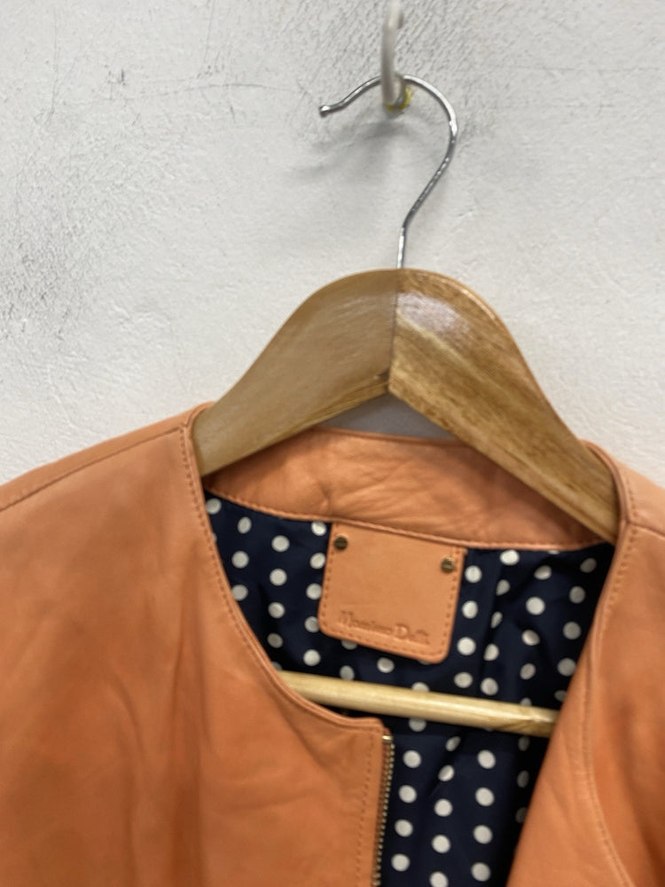 Lovely Massimo Dutti Coral Leather Jacket UK L MS002