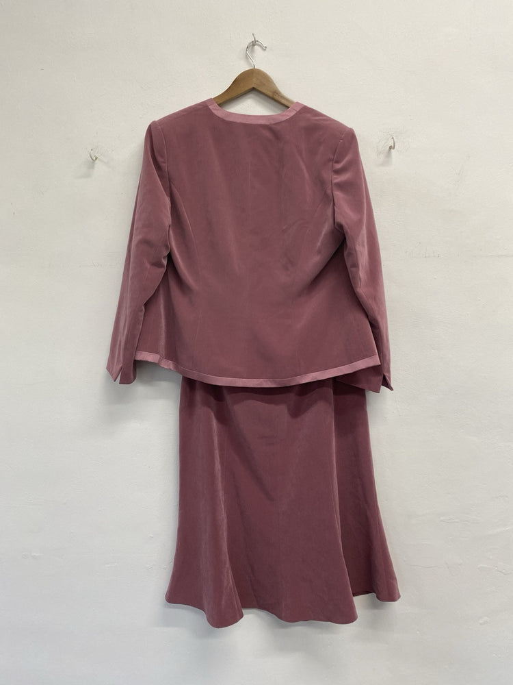 Lovely Jacques Vert Rose 3 Piece Skirt Suit UK 16-18 IZ001