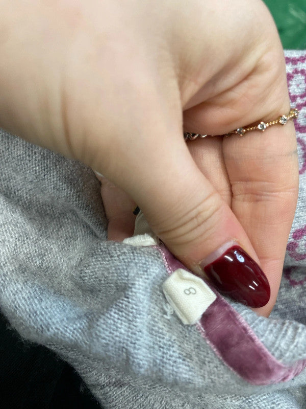 Gorgeous white stuff grey purple floral cashmere blend jumper UK 8 MM005