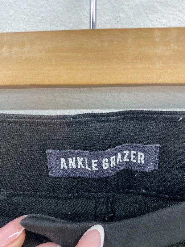 M&S Chic Black Wetlook Ankle Grazer Jeans UK 12 SR006