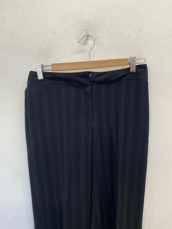 Lovely Matalan black pinstripe black wide leg trousers UK 10 AG005