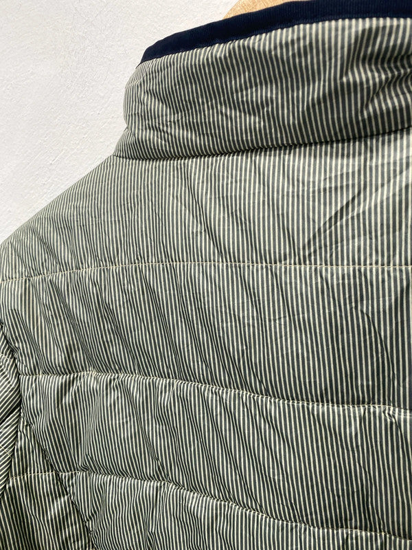 Fabulous Danwear Vintage puffer coat Green white striped Uk12 MW001