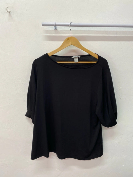 Fabulous Black blouse slight puff sleeve UkXL H&M IM001