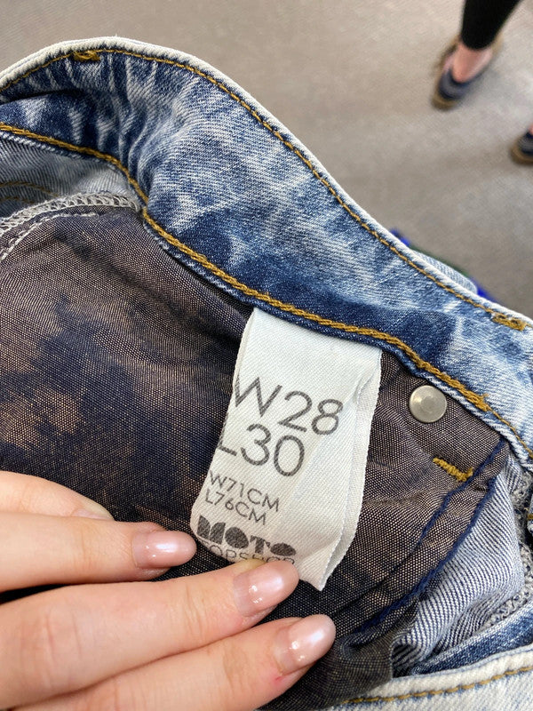 Lovely Topshop moto blue washed jeans Uk W 28 L 30 JB001