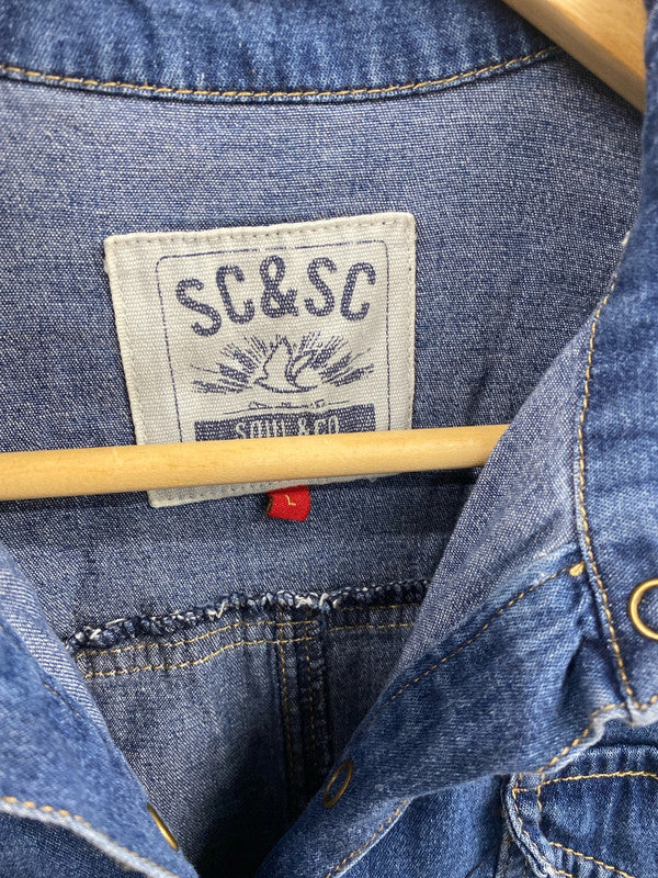 Gorgeous denim Soul&Co mini dress pop studs L MS002