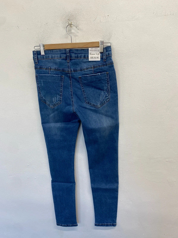 Lovely denim life blue distressed jeans new UK XL AO001