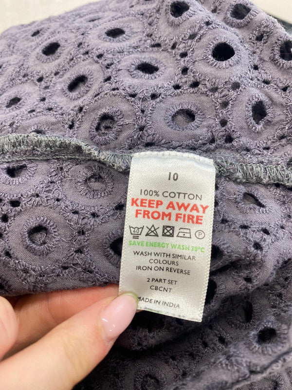 Lovely white company grey broderie top UK 10 MM005