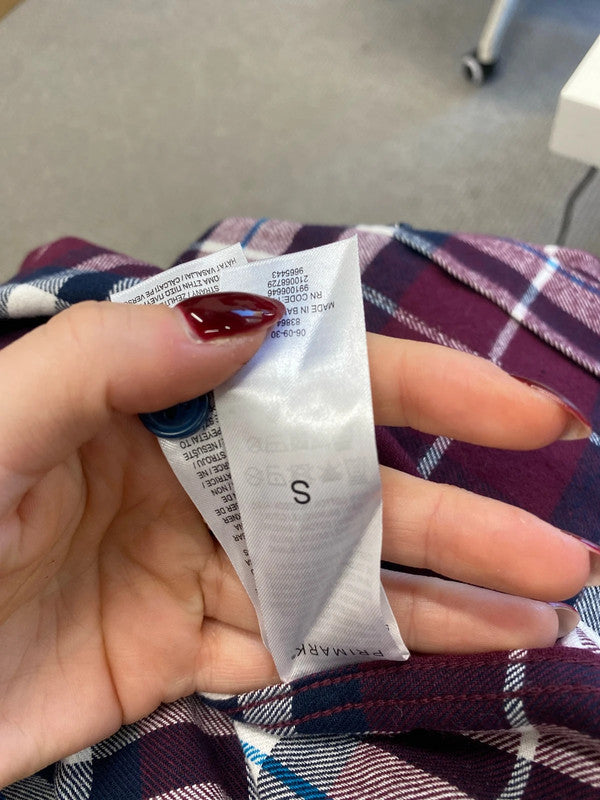 Fabulous primark checked shirt burgundy UK S GK002