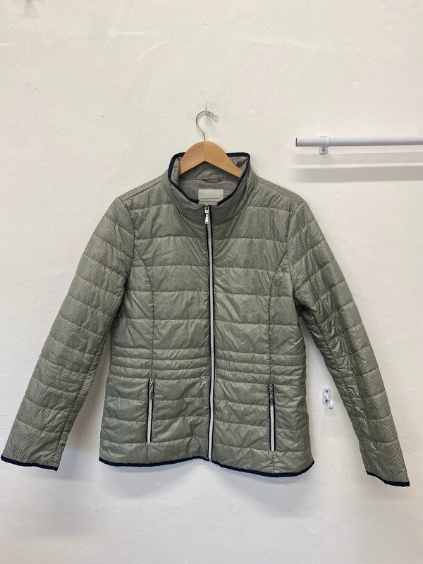 Fabulous Danwear Vintage puffer coat Green white striped Uk12 MW001