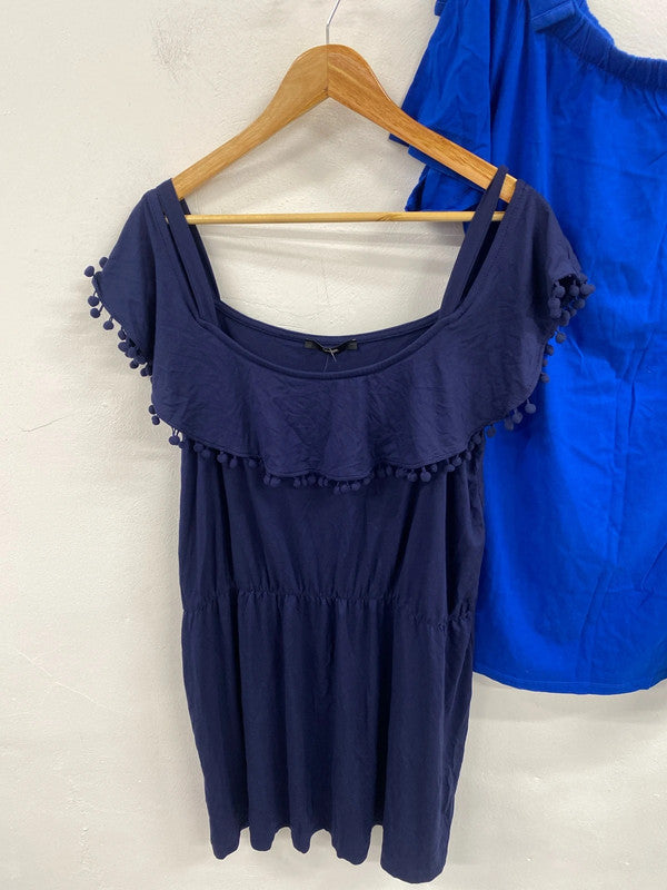 Fab duo of summer jersey dresses XL/18 blues George Papaya #8 CR002