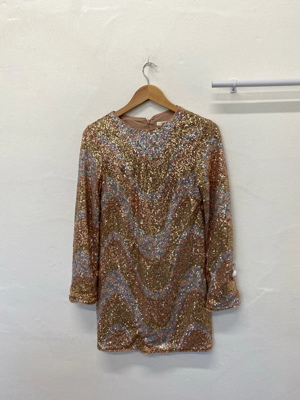 Fabulous H&M iridescent Sequin Dress UkS mini dress festival party JM008