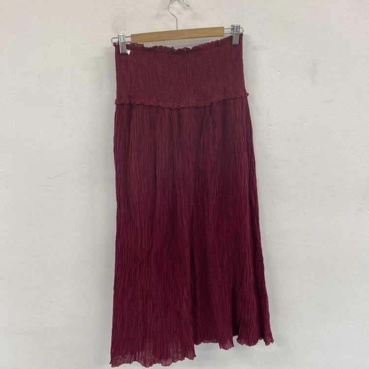 Zimmermann Suraya Shirred Waist Burgundy Maxi Skirt UK 8 NWT SD002