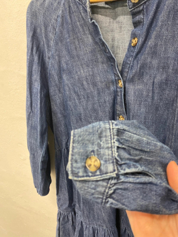 Fabulous boho chic denim smock dress by George Uk14 LB005