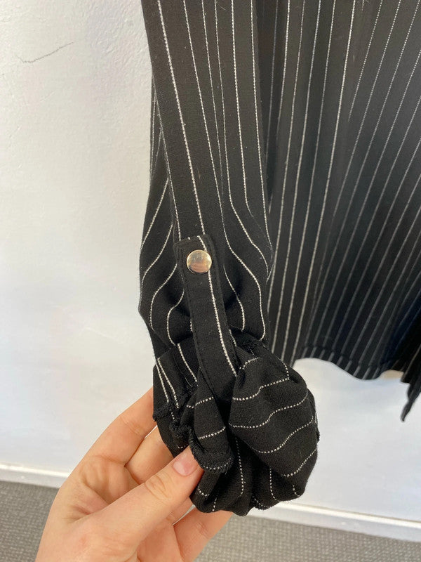 Stradivarius Stylish Black & White Pinstripe Cardigan Size L LD003