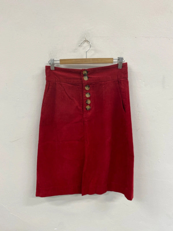 Sosandar Cherry Red Stylish Corduroy A-line Skirt UK 8 AG006