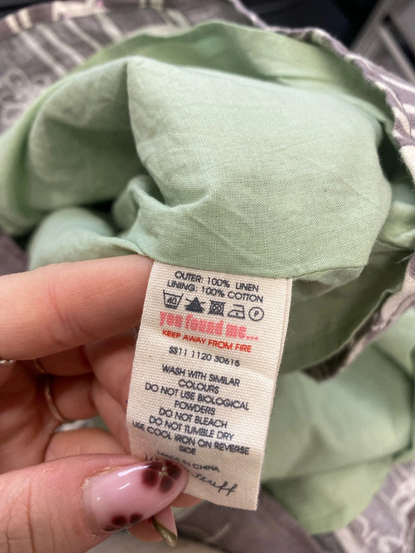 Lovely white stuff grey green bird linen dress UK 10 MM005