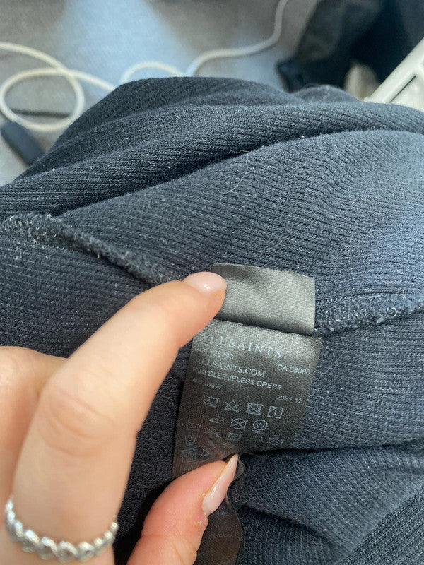 Stunning allsaints Kiki sleeveless black dress midi UK 14 SS003