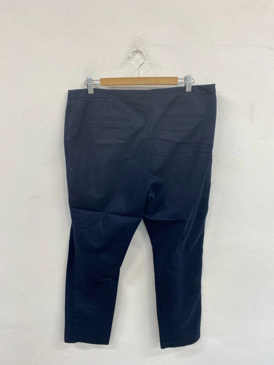 F&F Elegant Navy Zip Accent Tailored Trousers UK 16 JW002