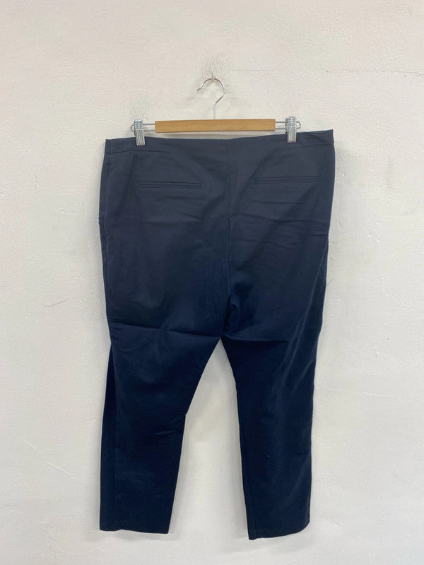 F&F Elegant Navy Zip Accent Tailored Trousers UK 16 JW002