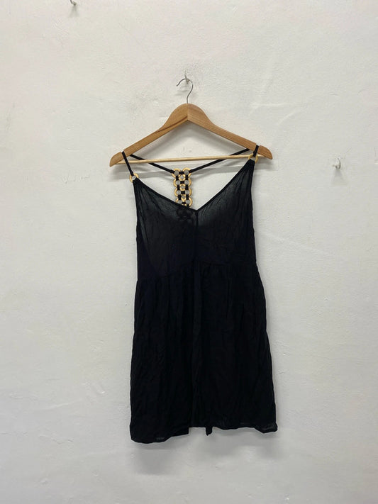 Fabulous River Island swim cover up boho dress black Uk8 KM004