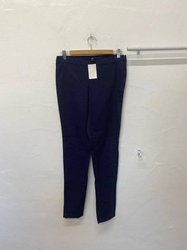 Fabulous Dark Blue tapered trousers side zip Uk10 New GK002