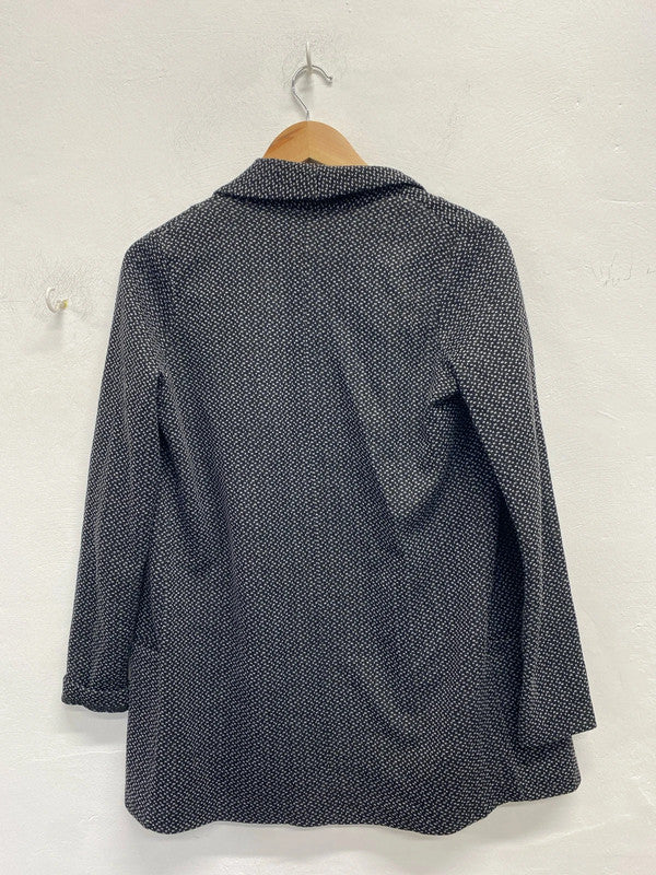 Fabulous river island grey black pattern longline blazer UK S KM004