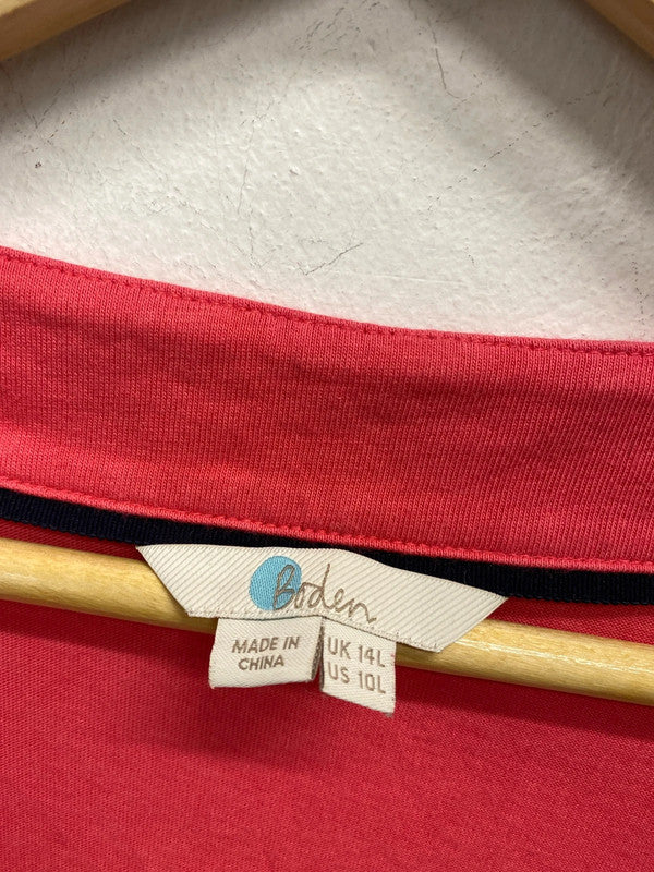 Lovely Boden pink detailed v neck tassel dress UK 14L KN003