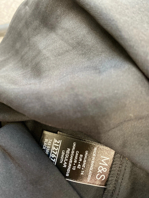 Fabulous M&S black satin blouse Uk14 classic elegant LW005