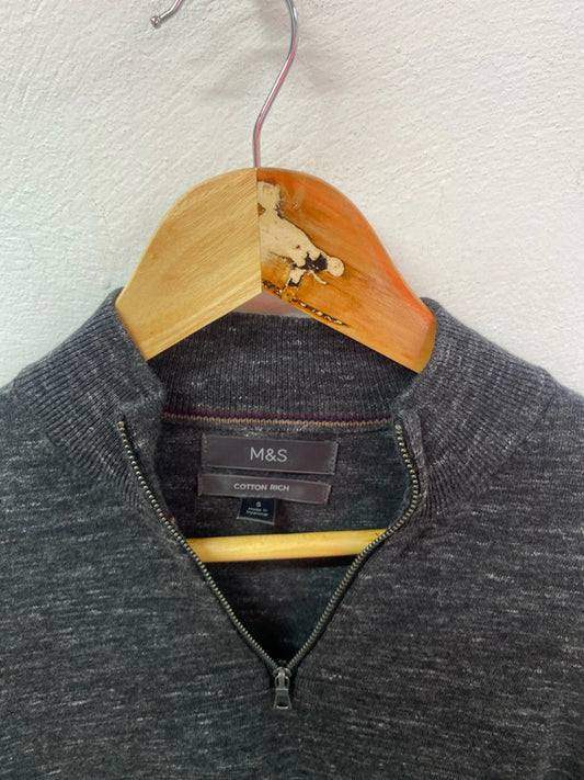 Classic charcoal 1/4 zip M&S jumper men’s Small CN001
