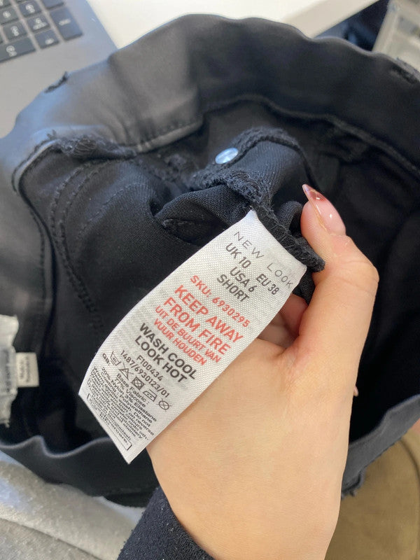 Stunning duo of faux leather black jeans next new look UK 8/10 LK009 #11