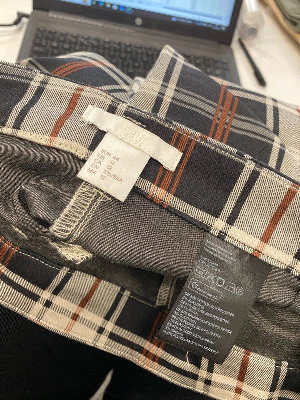 lovely H&M tartan beige trousers chino UK 16 KM003
