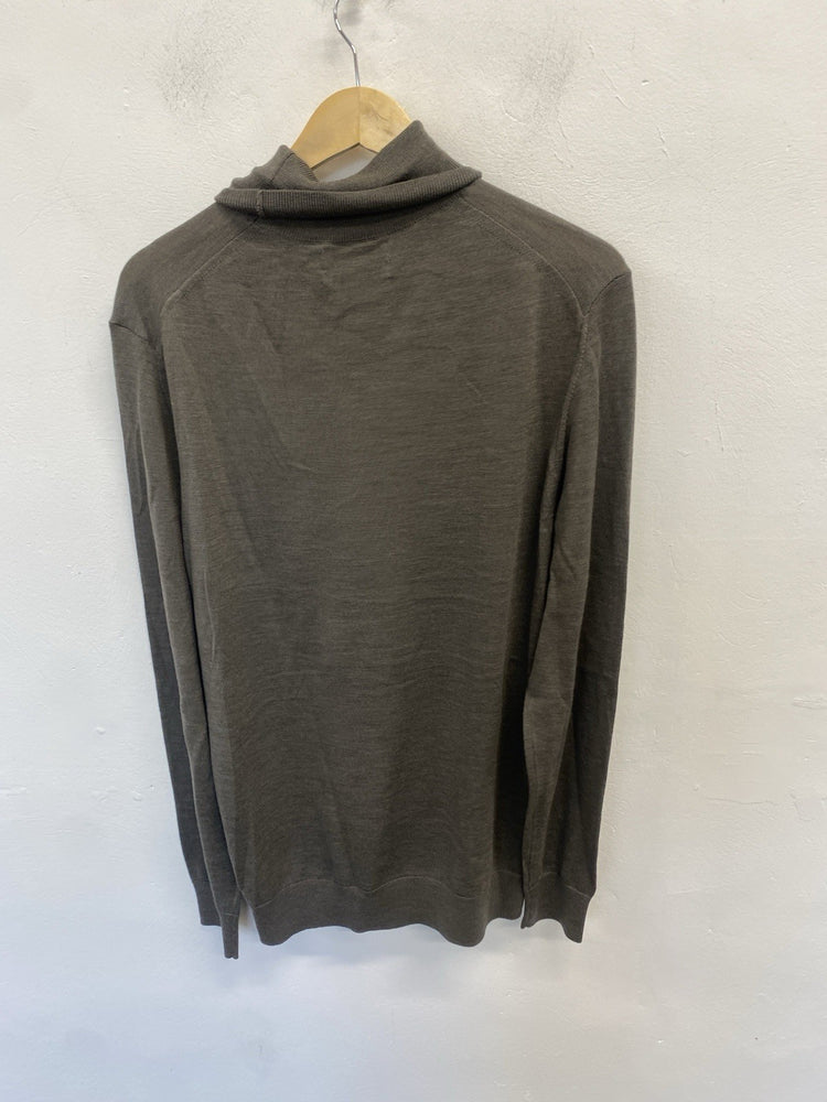 Lovely M&s Autograph Roll Neck Grey Merino Wool Jumper UK L CN001