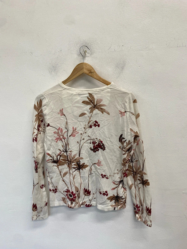 Lovely next cream floral cotton cardigan UK 14 MM005