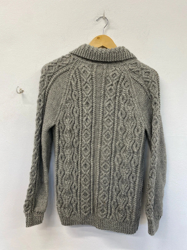 Stunning grey knit collared cardigan uk8-10 KD001