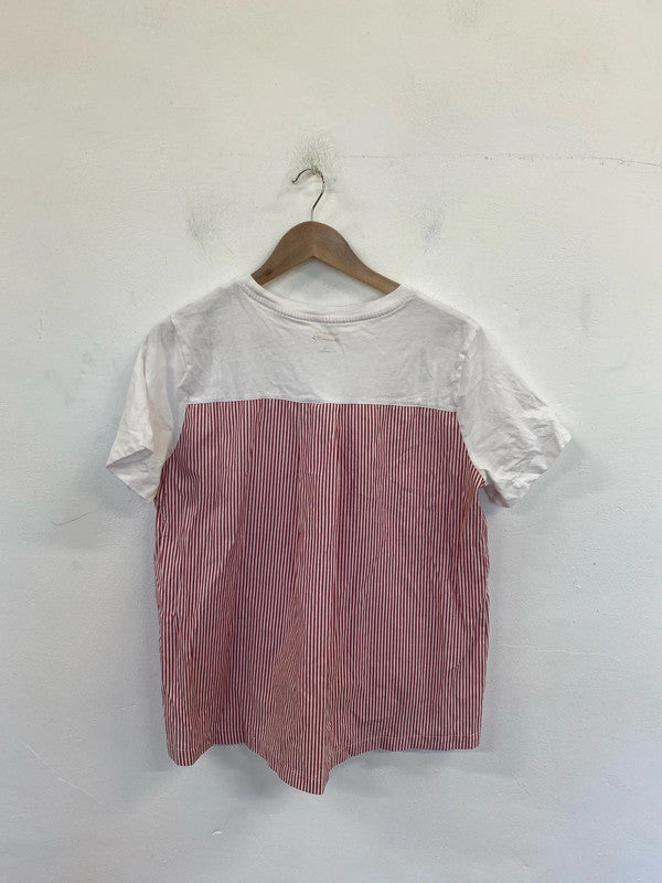 River Island Chic White & Red Stripe Shirt UK 14 LN001