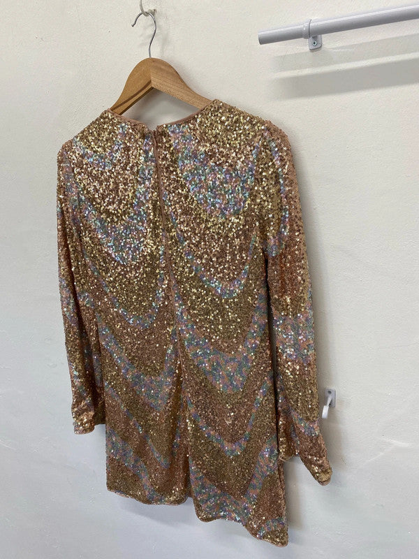 Fabulous H&M iridescent Sequin Dress UkS mini dress festival party JM008