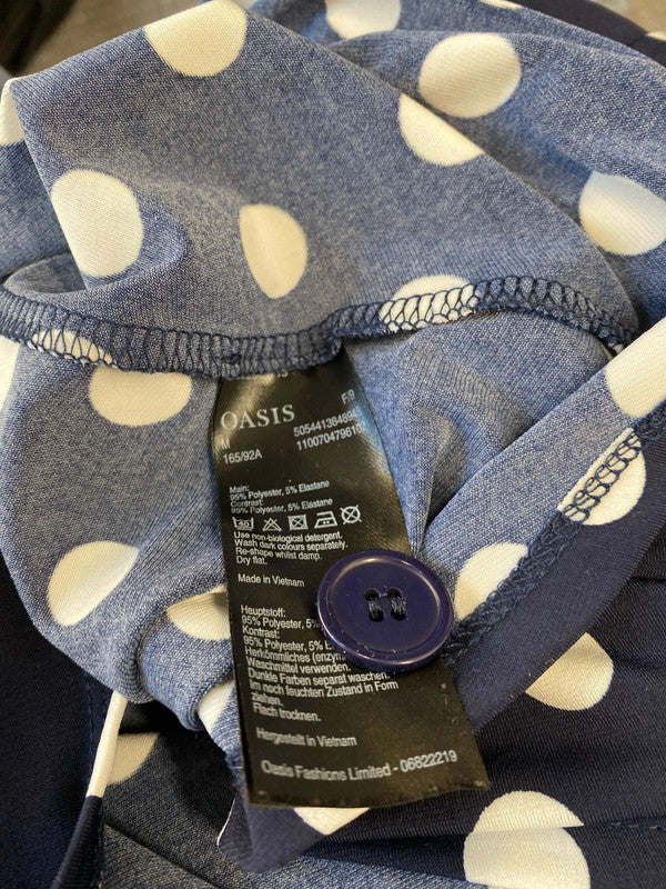 Fabulous Oasis gypsy spotty slinky dress UkM Navy & White KR002