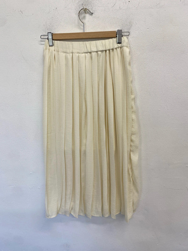 Gorgeous H&M cream pleated midi skirt UK 8 LH002