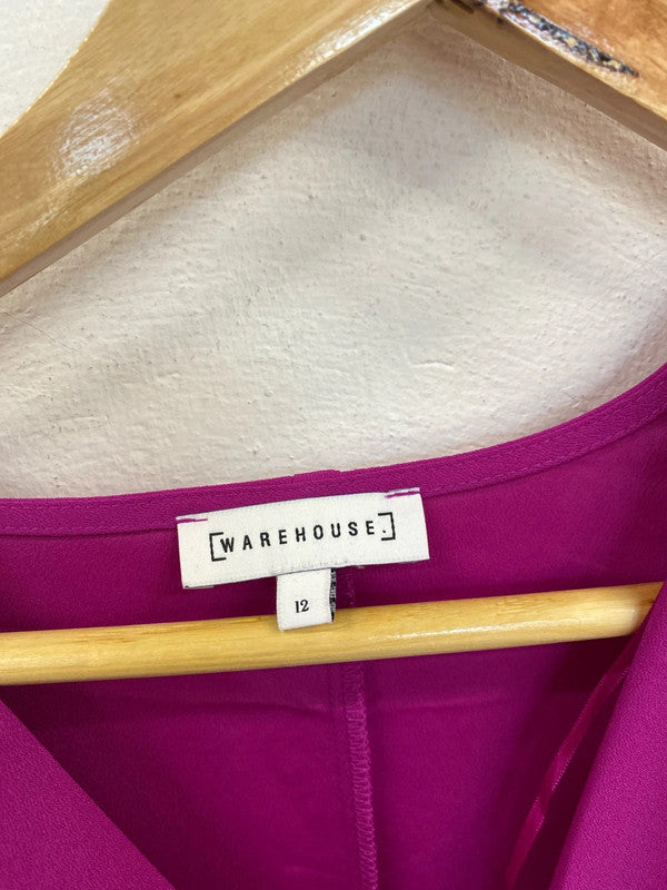 Warehouse Elegant Magenta Peplum Blouse UK 12 MD002