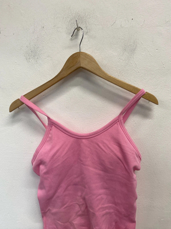 Primark workout sports all in one pink seamless playsuit padded UK S JB001