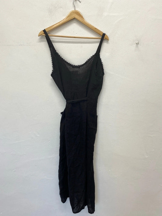 Made In Italy Chic Black Semi Sheer Wrap Midi Dress Size M-L KN003