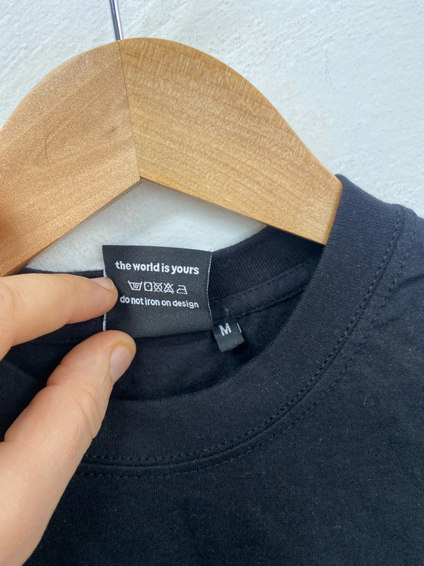 Awesome global t-shirt print black tee skate M LL003