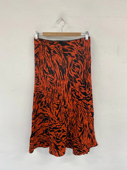 Mint Velvet Trendy Orange & Black Animal Print Maxi Skirt UK 12 NN001