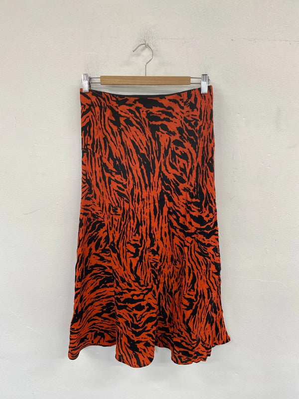 Mint Velvet Trendy Orange & Black Animal Print Maxi Skirt UK 12 NN001