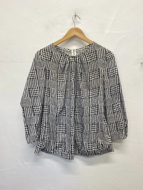 Sfera Stylish Black & White Houndstooth Check Blouse Size L KM005