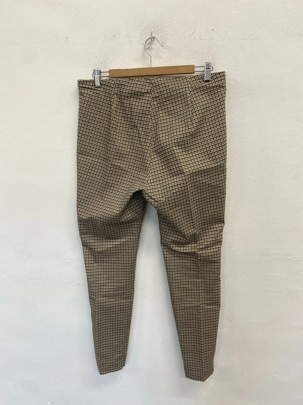 Lovely H&M brown houndstooth legging trousers UK 16 KM003