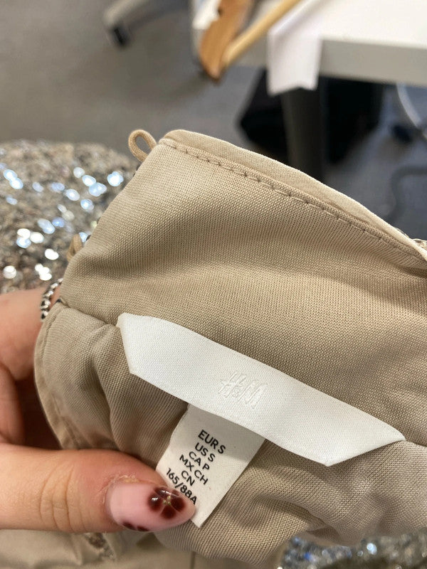 Lobely h&m silver sequin sparkle top UK S MB001