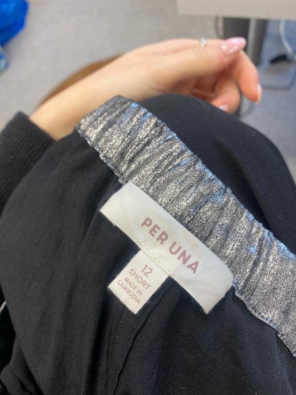 Lovely per Una silver metallic drawstring wide leg trousers UK 12 SS002