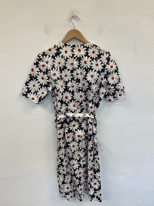 Stunning vintage ladies pride floral daisy midi belted dress UK 12 EC003