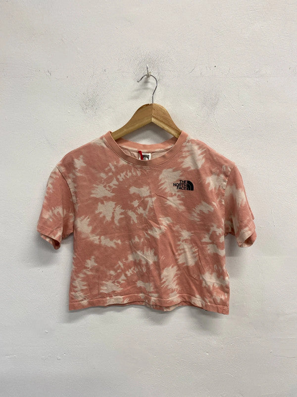 Lovely the north face pink white tie dye crop top UK S JB001